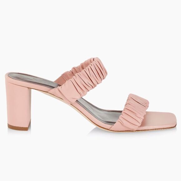Staud Dark Blush Frankie Ruched Heels/ Mule - Picture 2 of 13